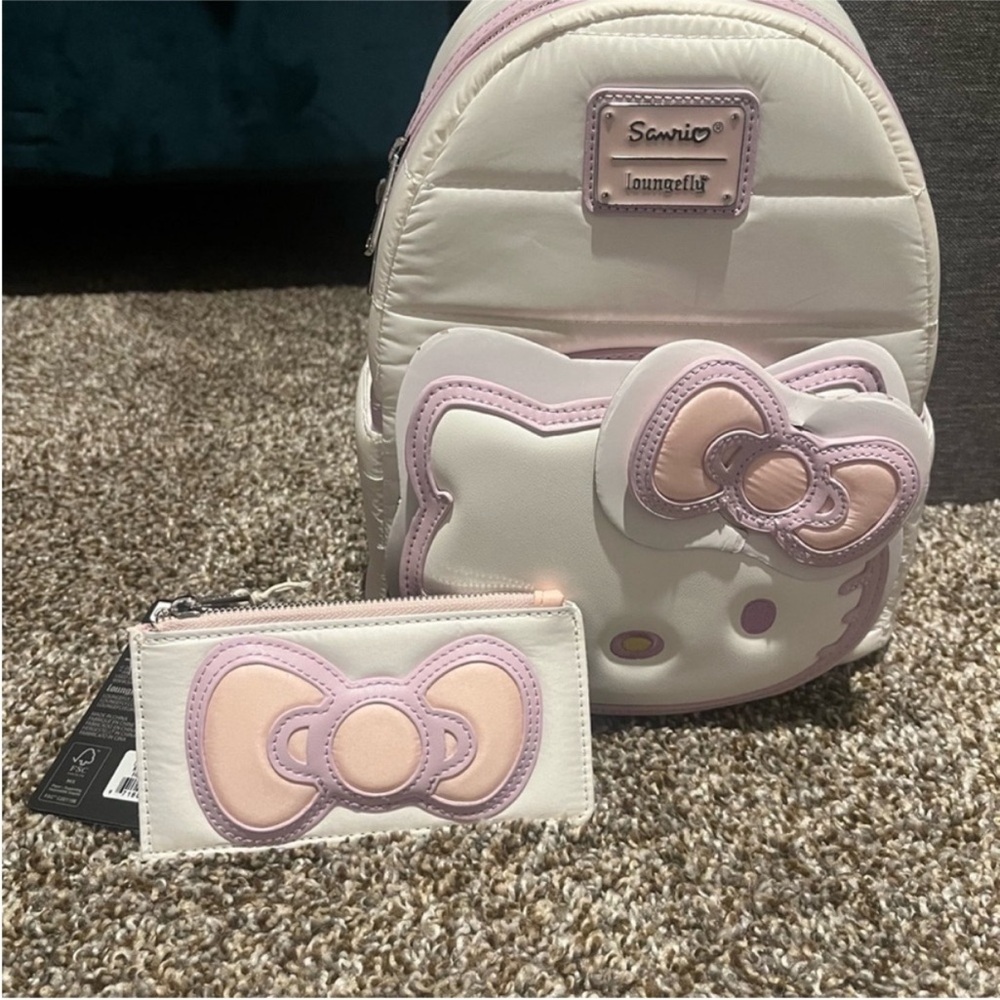 Sanrio Hello Kitty White and Light Pink Mini Backpack & Wallet Set